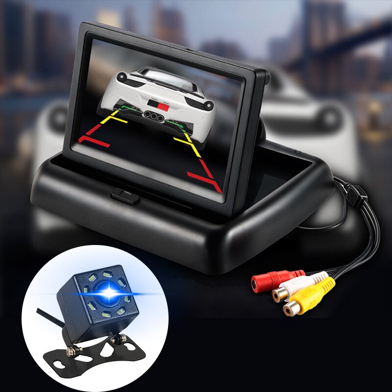 4.3 Inch TFT LCD Car Monitor Foldable Display Reverse Camera Parking System For Car Rearview NTSC PAL