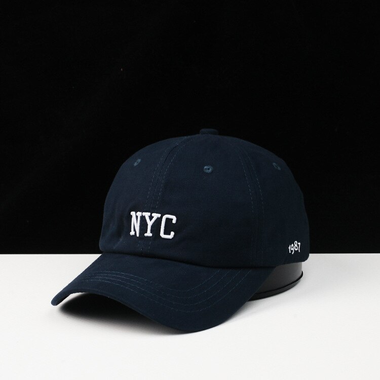 Stil forår efterår bomuld unisex york brev brodere enkel lethed match street par solcreme baseball cap: Mørkeblå