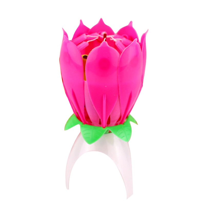 Birthday Cake Music Candles 14 Candles Lotus Flower Christmas Festival Decorative Music Wedding Party Decoration: 8 candles-pink