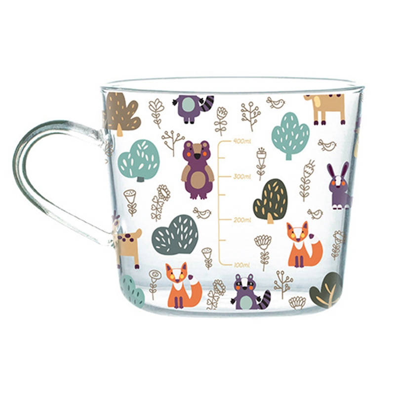 ! 500ML Cartoons Scale Glass Mug,Breakfast Mlik/Coffee Cup,Household Water Mug,Heat Resistance Teacup: Light Green