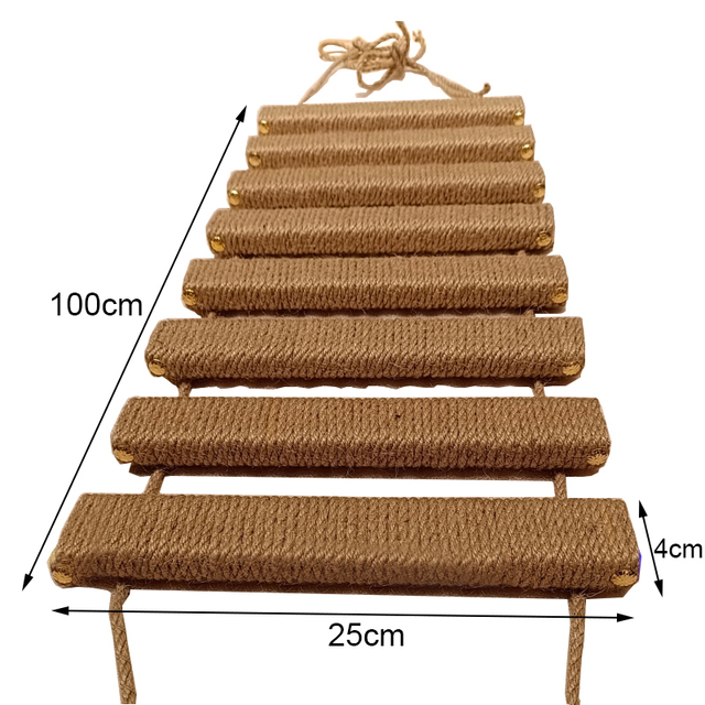 Juguetes de pared para actividades, rascador de Sisal de madera para gatos, muebles escaladores, puente para gatos, escalones de cuerda, escalera para gatitos, poste para pared: YELLOW