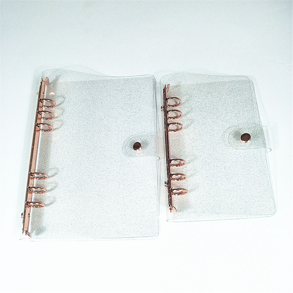 A5/A6 Glitter Sequins Loose Leaf Notebook Inner Core Cover 6 Rings Gold Rose Gold File Folder Binder Ring Kawaii Stationery