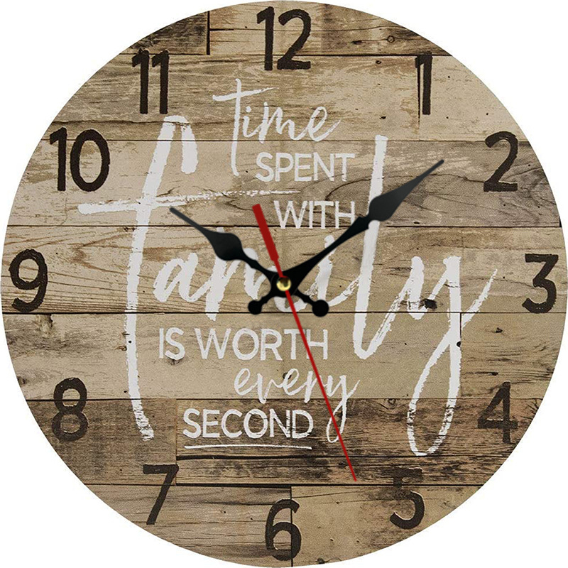 Vintage Wall Clock 25cm Tuscan Style Quartz Wall Clock Retro Roman Numeral Clock Wooden Clock Living Room Wall Decoration: D