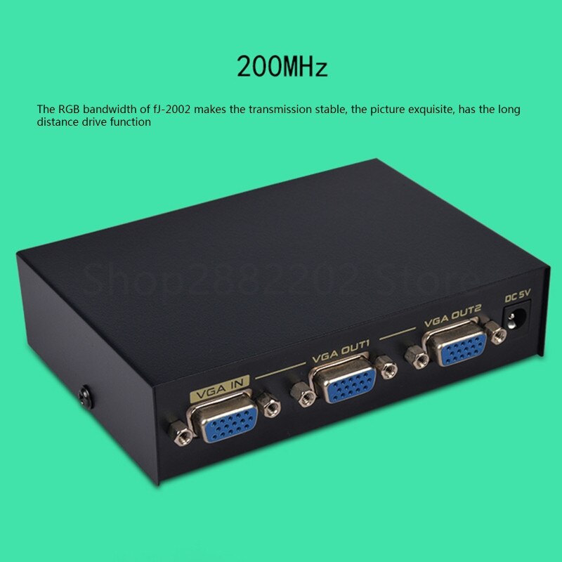 2 Port VGA Frequency Divider 200Hz Video Distributor Computer Monitor