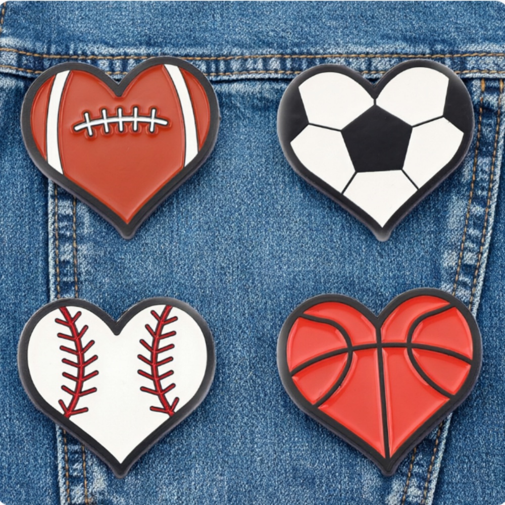 4Pcs/set Balls Enamel Pin Football Brooch Pines Lapel Pins Badge on Backpack Clothing Accessories Jewelry Friends
