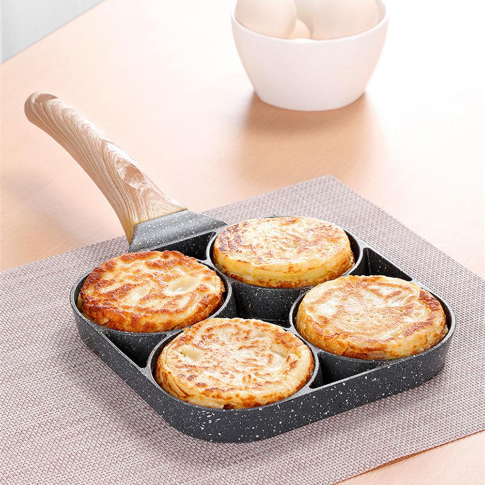 4 Cup Ei Pan Pot Handig Snelle Verwarming 4 Cup Anti-Brandwonden Crepes Pan Voor Frituren Eieren Hamburgers keuken Koken Gereedschap