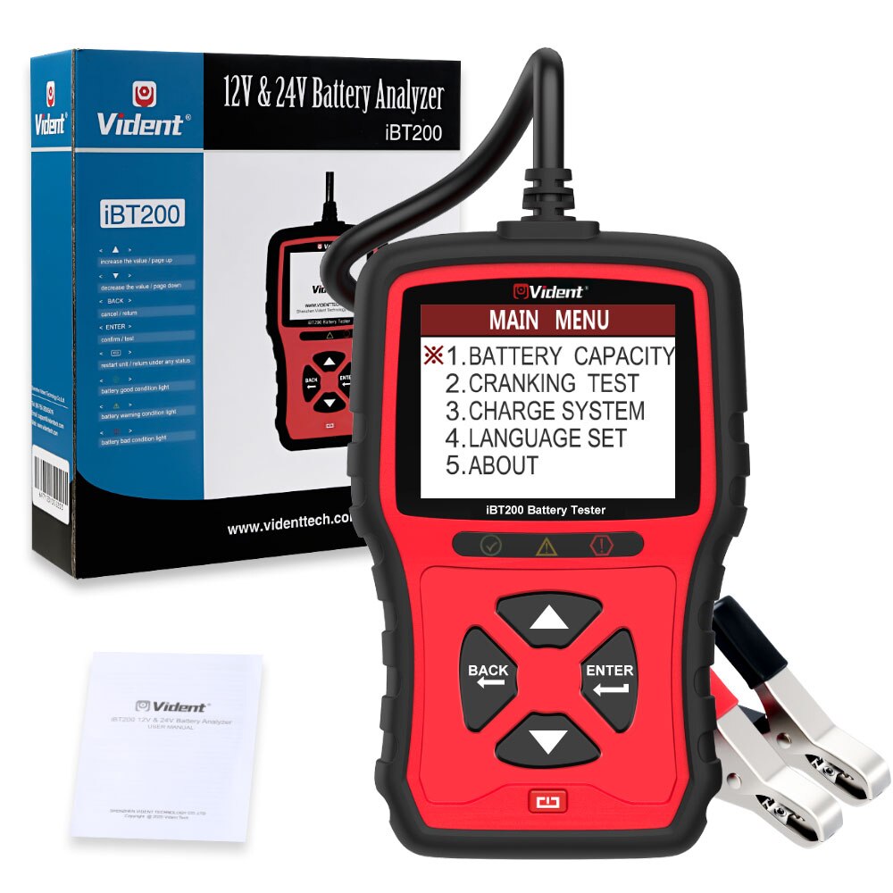 Vident IBT200 12V Auto Batterij Tester 24V Zware Vrachtwagens Lader Analyzer 100 Tot 2000 Cca Voertuig Zwengelen scanner Tool