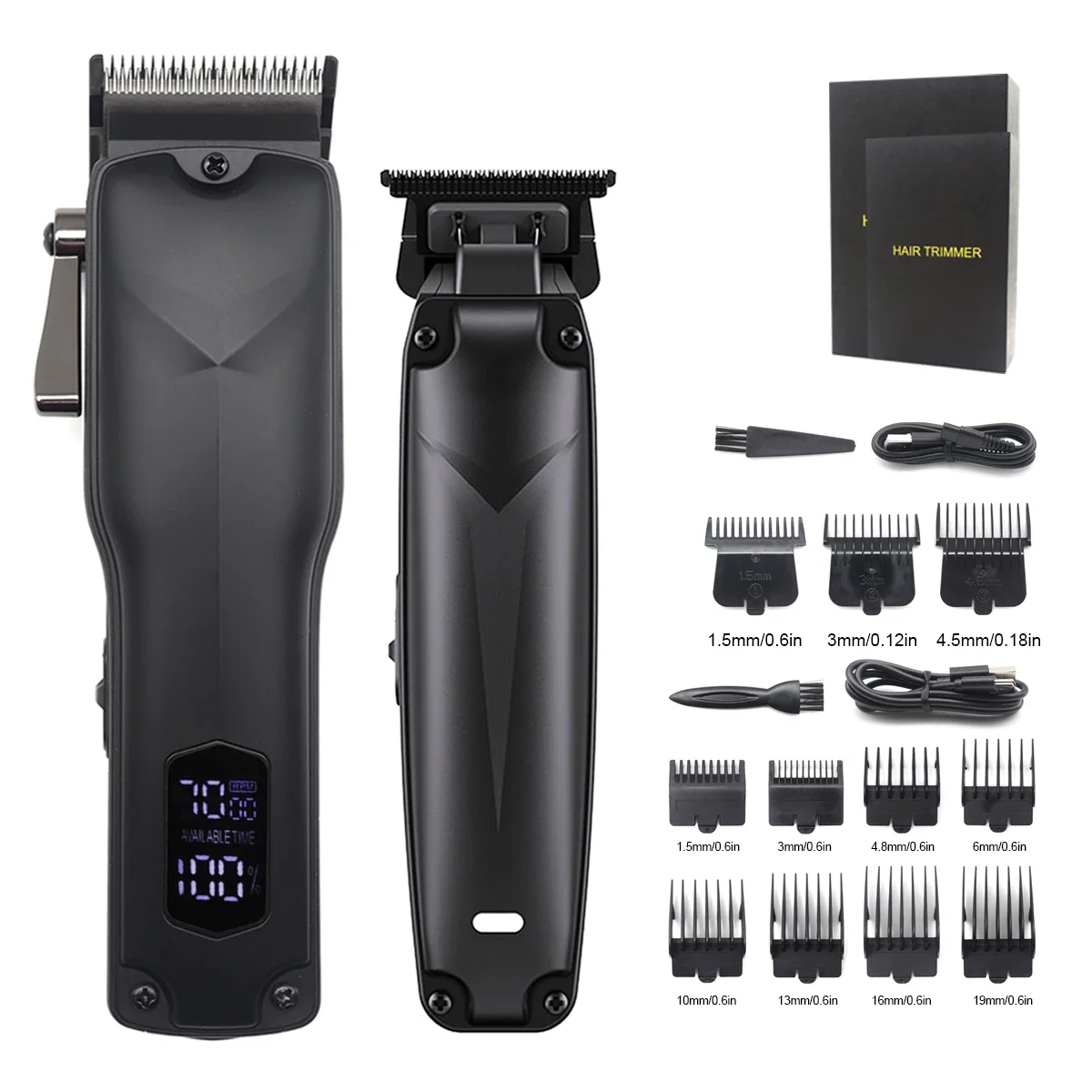 Hair Cutter Ceramic Blade Hair Cutting Machine LCD Display Hair Trimmer Machine USB Interface Clipper for Men