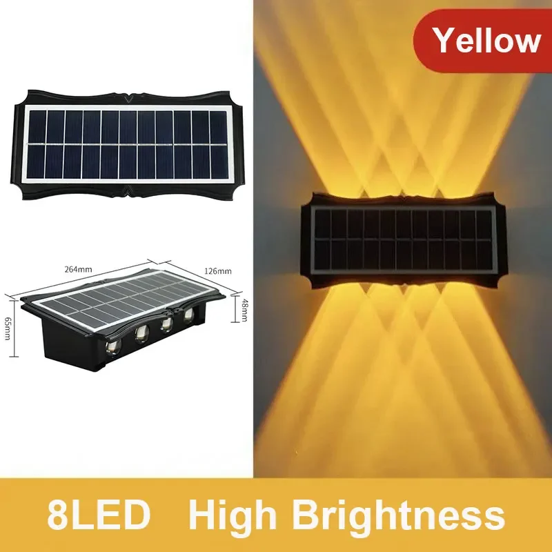 LED-Solar--Wandleuchte für Höhle Außenbereich, wasserdicht, nach oben und unten leuchtende Beleuchtung, Hausdekor-Leuchten für Außenveranda, Balkon, Garten, Straße: Meeresblau / 0-5W