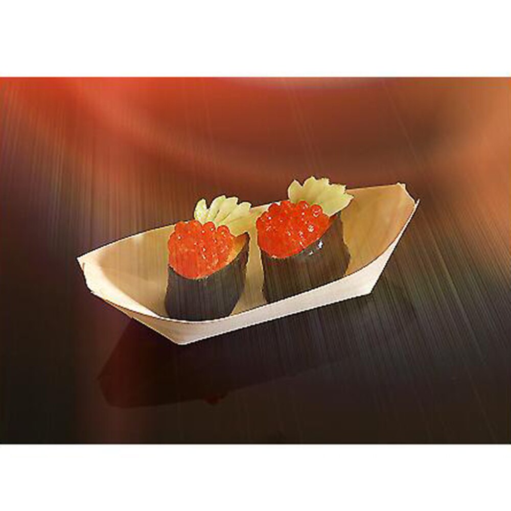 50 stuks wegwerp houten dienbladen grote natuurlijke berkenhouten serveerboten borden schalen voor eten snacks hapjes  (6 x 4 x 2cm): Foto 1