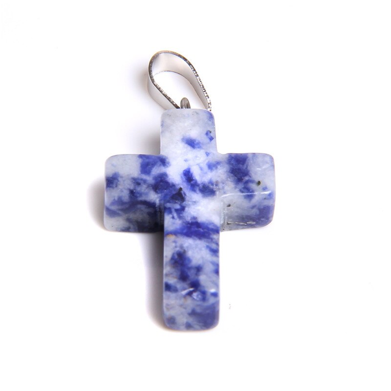 1pc cross natural stone pendants faith quartz crystal pendants jewelry handmade cross pendants jewelry bulk DIY: 6 Sodalite