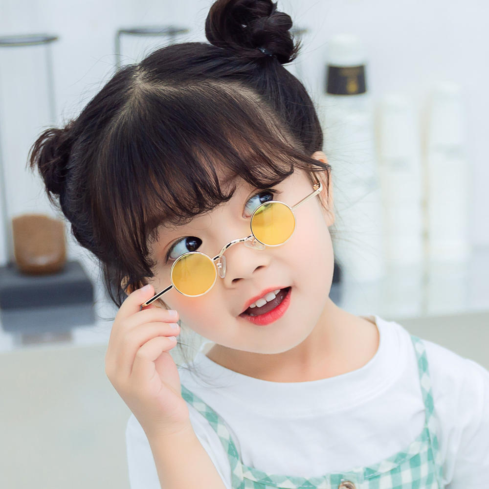 Children Small Sized Frame Sunglasses Girls Round Glasses Frame Metal Punk Eyeglasses Kids Sun Glasses Boy Outdoor Eyewear