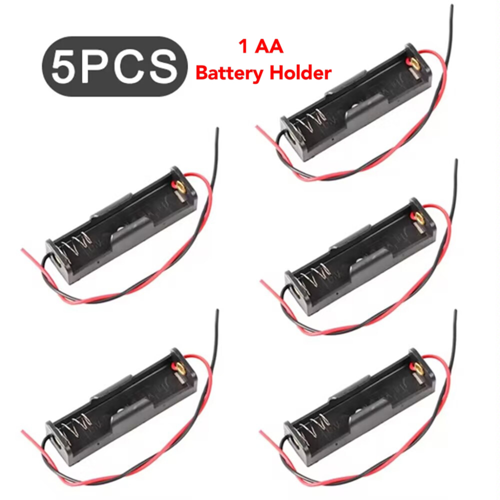 5-10PCS AA Power Battery Storage Case Holder Storage Box Multi Purposes DIY AA Battery Holder LR6 Container With Lead Cables: WHITE