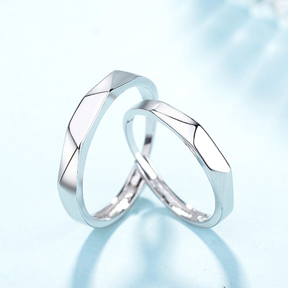 Einstellbare Ring Schmuck Kristall Hochzeit Verlobungs Paare Paar Ringe Ring OL temperament geometrie paar