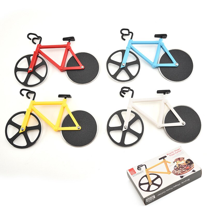Edelstahl Pizza Messer Zwei-Rad Fahrrad bilden Pizza Schneiden Messer Pizza Werkzeug Fahrrad Runde Pizza Cutter Messer
