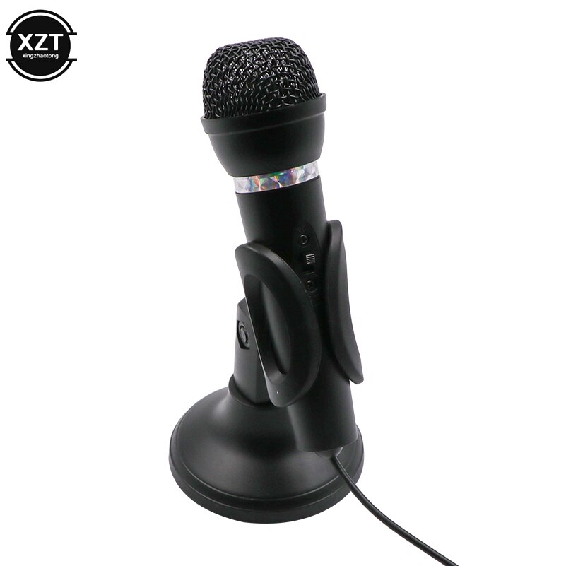3.5 Mm Microfoon Voor Computer Notebook Desktop Pc Bedraad Karaoke Handheld Microfoon Mic Met Base Zingen Opname 3.5 Mm Aux