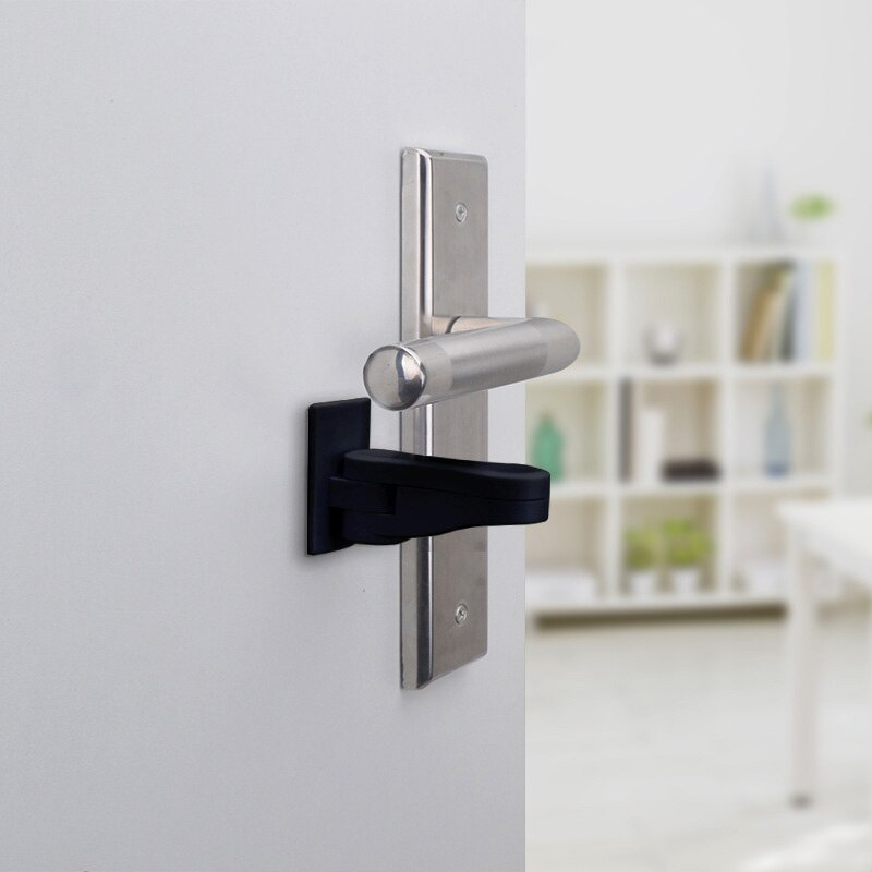 2 Teile/satz Baby Schrank Schlösser Tür Ebene Griff Mit Klebstoff Anti-Geöffnetes Schloss Für Art Schutz Baby Sicherheit Zubehör: Schwarz