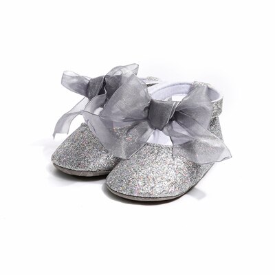 Princesse bébé filles robe chaussures infantile enfant en bas âge berceau chaussures premiers marcheurs grand arc semelle souple anti-dérapant Prewalkers chaussures rouge: sliver / 7-12 mois