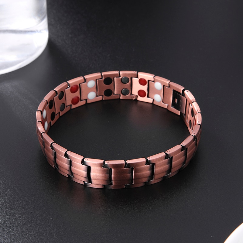 Cazador Copper Magnetic Therapy Bracelet Pain Relief for Arthritis Wrist Band Bracelet Male Chain Link Vintage Energy Bracelet