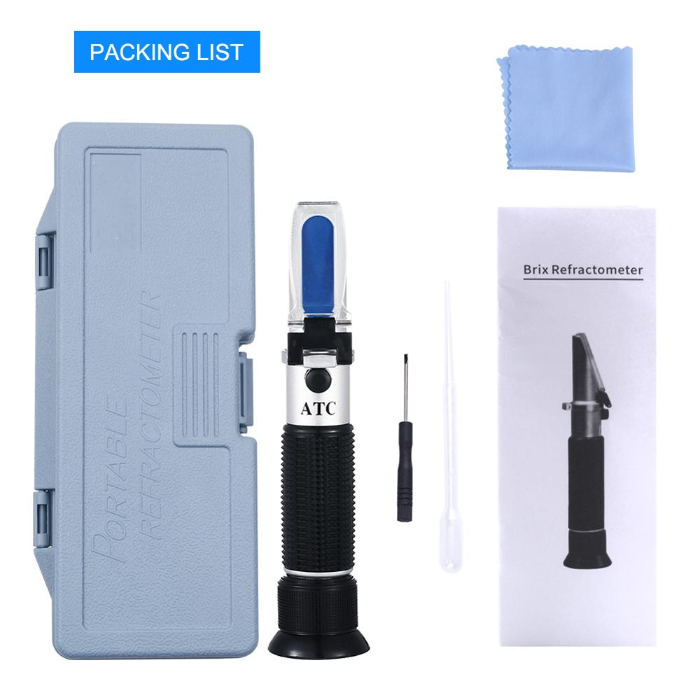 Yieryi Hand 0-18% Brix Refraktometer Für Brix Zucker Bahre Brix Refraktometer Mit ATC Refraktometer Optische Tester Meter: Plastik Kasten