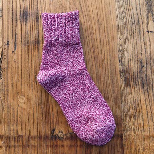 1 par de Calcetines clásicos de lana Cachemira gruesos de invierno cálidos suaves y sólidos sobre calcetines altos de tobillo, calcetines deportivos: Púrpura