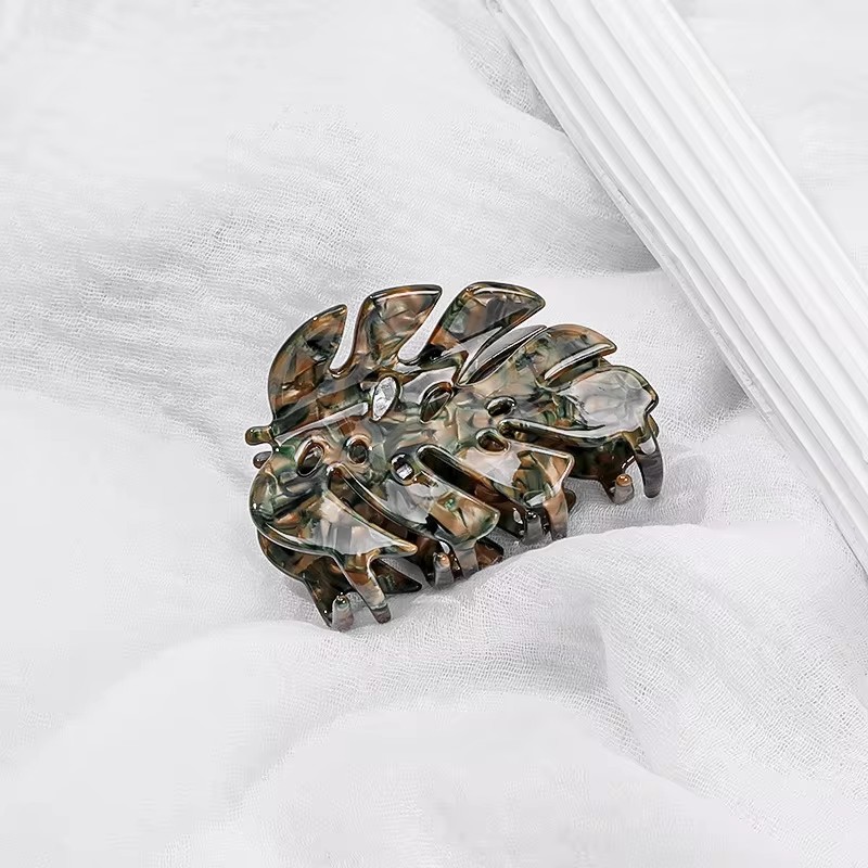 Pinza para el pelo de hoja verde esmeralda de estilo mundial refrescante, de personalidad, pinzas para el pelo de acetato, accesorios para el cabello para mujeres y niñas: Lavanda