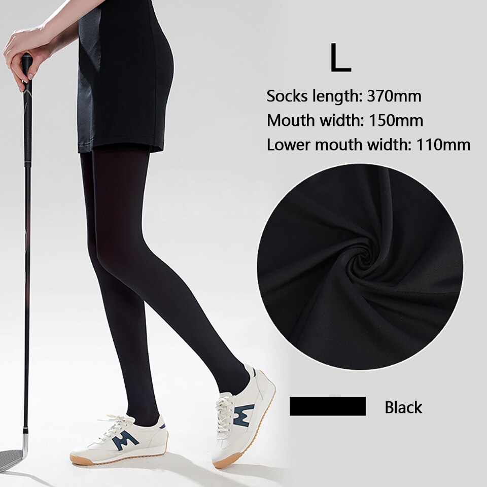 Loodeel – chaussettes de Golf avec sensation de glace, protection solaire, respirantes, légères, douces, à Compression, respectueuses de la peau, pour Sports de plein air, Anti-UV: Black L