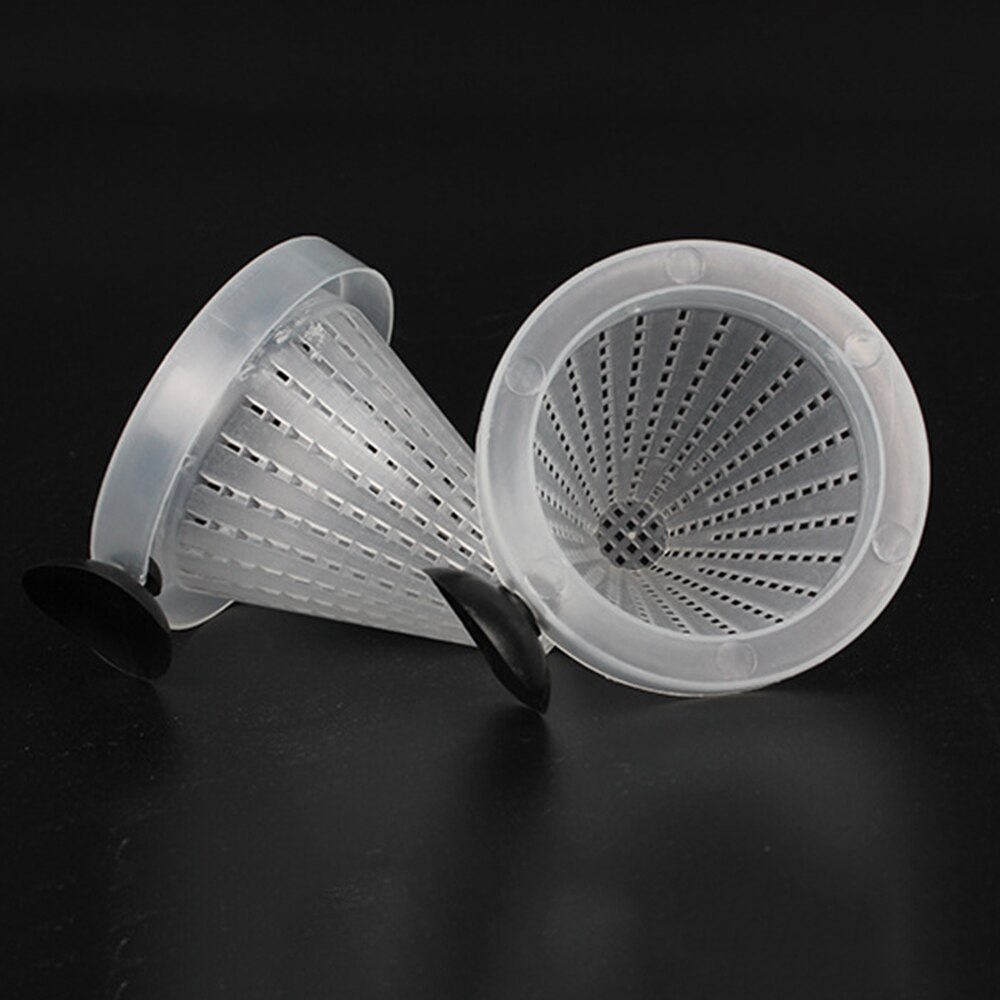 2pcs Aquarium Fish Feeder Red Worm Bug Feeding Cup Fish Tank Bloodworm Nematode Feeding Cup Plastic Funnel Feeder With Suckers