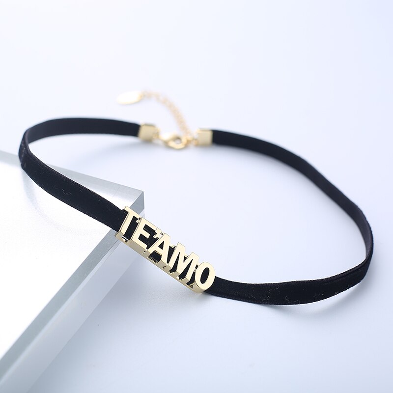 Black Velvet RIbbon Letter Choker Necklace For Women Gold Chocker Necklaces Punk Statement Collar Trendy Jewelry