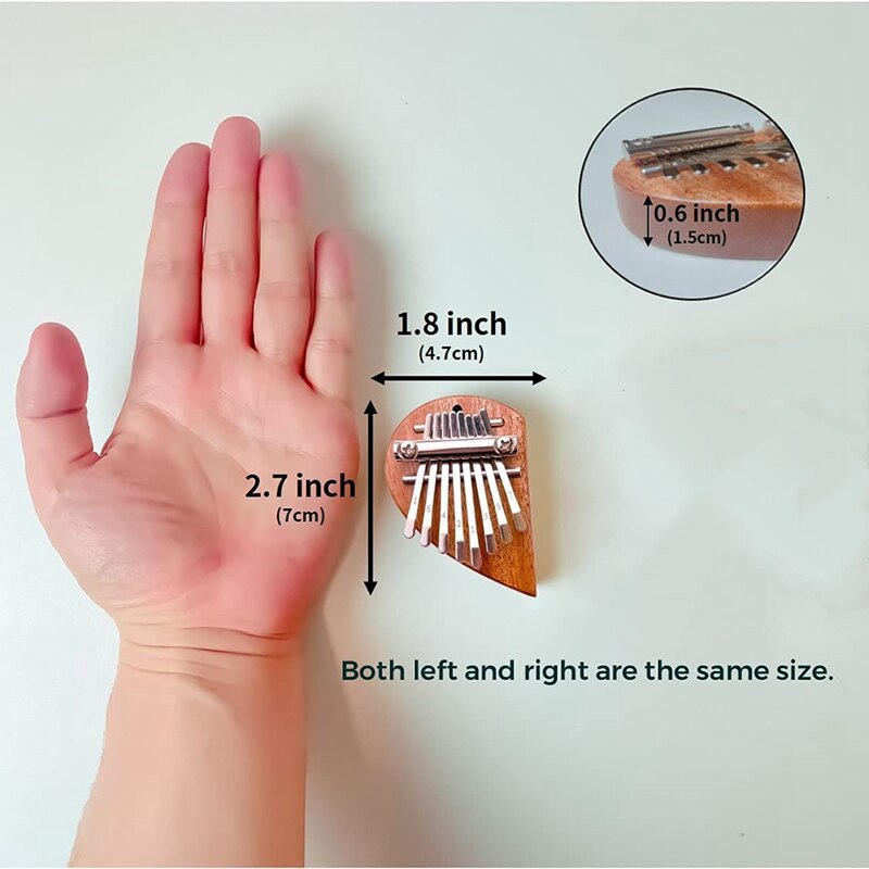 8 Key Mini Kalimba Solid Wood Half Heart Portable Finger Piano Marimba Pendant For Musical Accessory