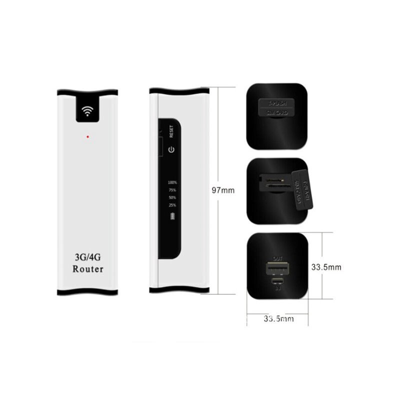 Trådløs 3g mobil wifi-router 2200 mah powerbank mobilt bredbåndsmodem bærbart netværkskort hotspot wifi-modemunderstøttelse sim c