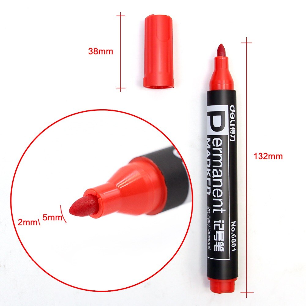 10Pcs Speciale Aanbieding Deli 6881 Markeerstift Olie Pen Zwart/Rood/Blauw Express Marker Pen