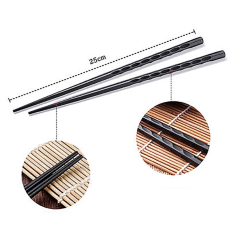 Palillo chino de plástico antideslizante para Sushi, palillos de metal, palillos chinos reutilizables, duraderos, 1 par: 3