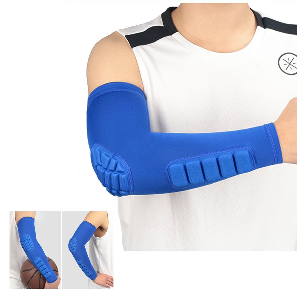 MTATMT 1Pcs Elbow Pads Compression Shooter Sleeves Men Women Arm Sleeve with Pad for Basketball Football Volleyball Baseball: Blue / L