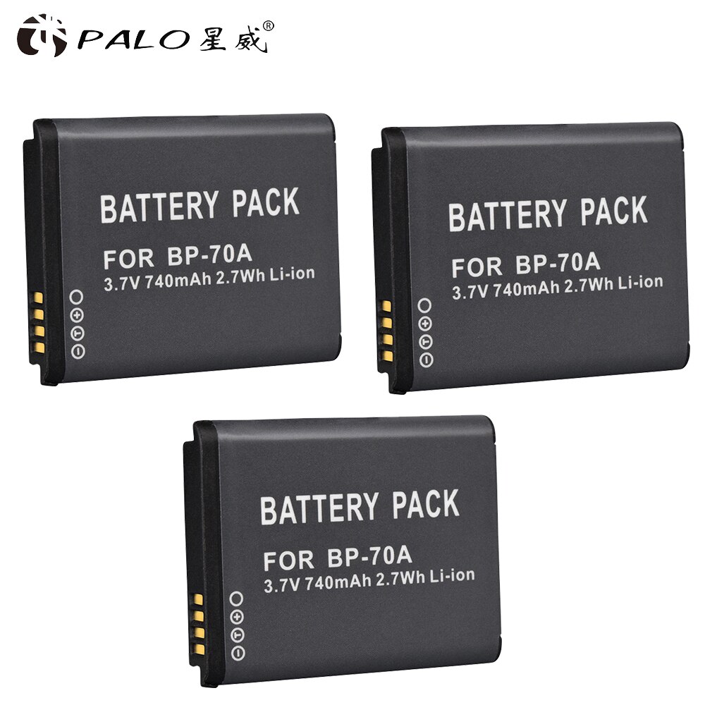 BP-70A BP 70A BP70A rechargeable camera battery 740mAh for Samsung ES65 ES70 TL105 TL110 PL100 Camera SLB-70A battery: 3pcs