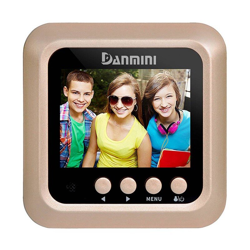 Danmini-pantalla Digital de seguridad para puerta, visor de mirilla a Color de 2,4 pulgadas, sin molestar, 2 MP, compatible con tarjeta TF Max 32G (dorado)