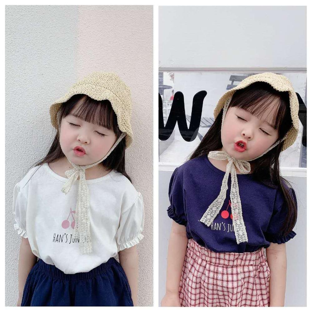 Kinderkleding Zomer Meisjes Koreaanse Zomer Print Cherry Korte Mouwen T-shirt