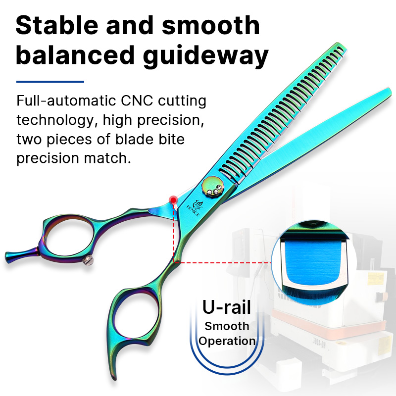 Fenice 7.0/7.5 inch JP440C Green Pet Grooming Scissors Shears Cutting&Curved&Thinner Set Kit for Dog Trimming Tools