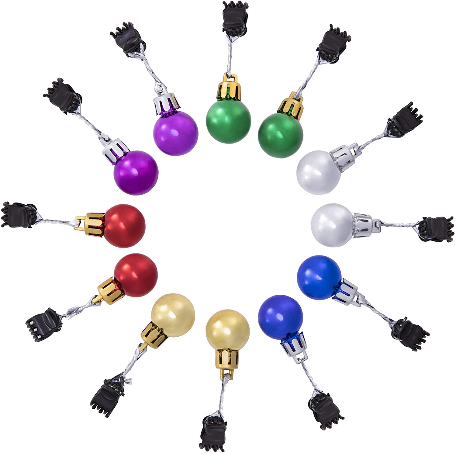 12 pièces décoration de barbe de noël boule de mélange père noël barbe ornement Clip ampoule cloches Clip fête portant