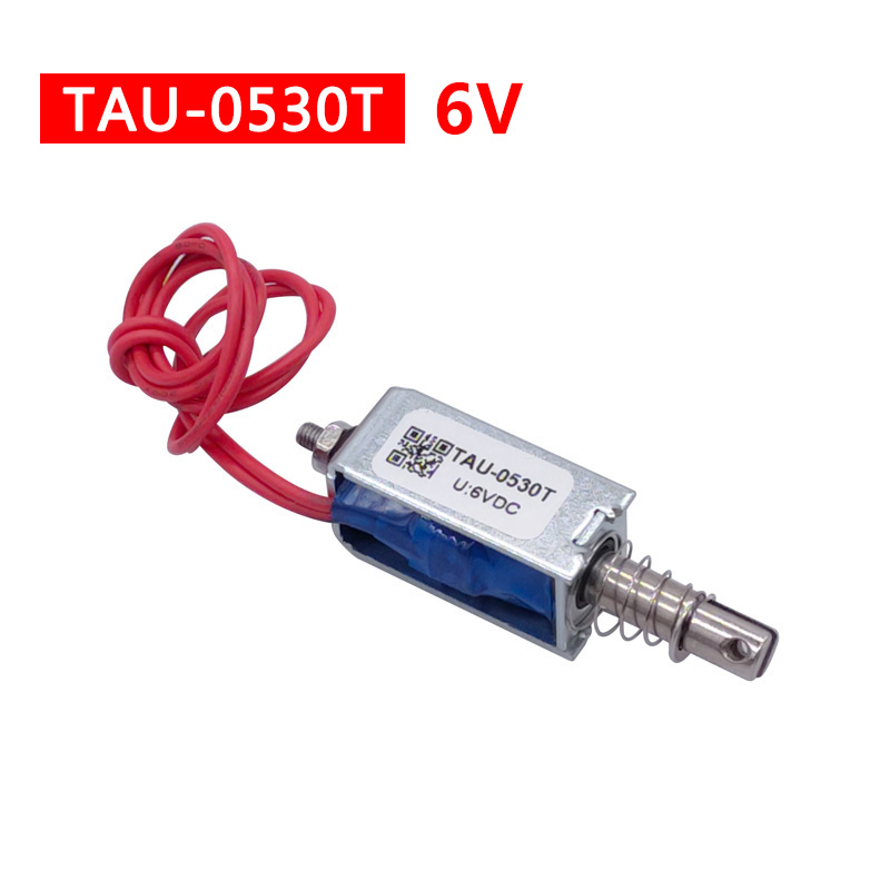 Magnetisk solenoid  dc 6v 12v 24v tryk-og-træk åben ramme elektromagnet tau -0530 tau -0530t holdekraft 700g: Sølv