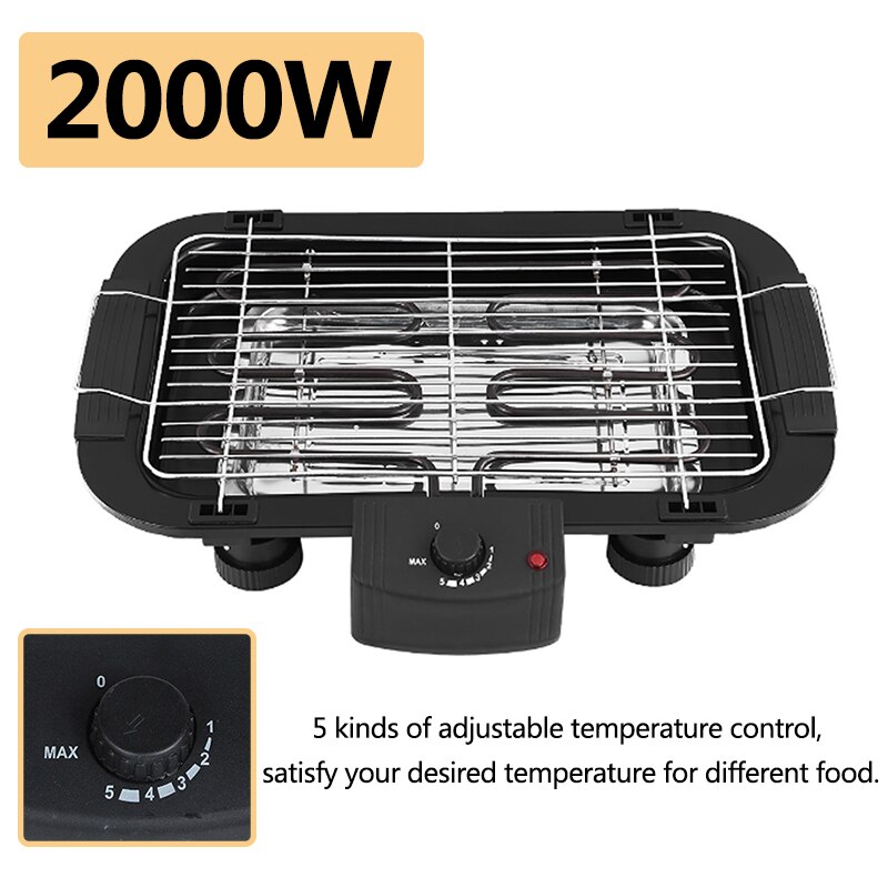 Non-stick temperaturkontrol elektrisk grill teppanyaki grill stegeplade bordplade røgfri til udendørs husholdningsmadlavning