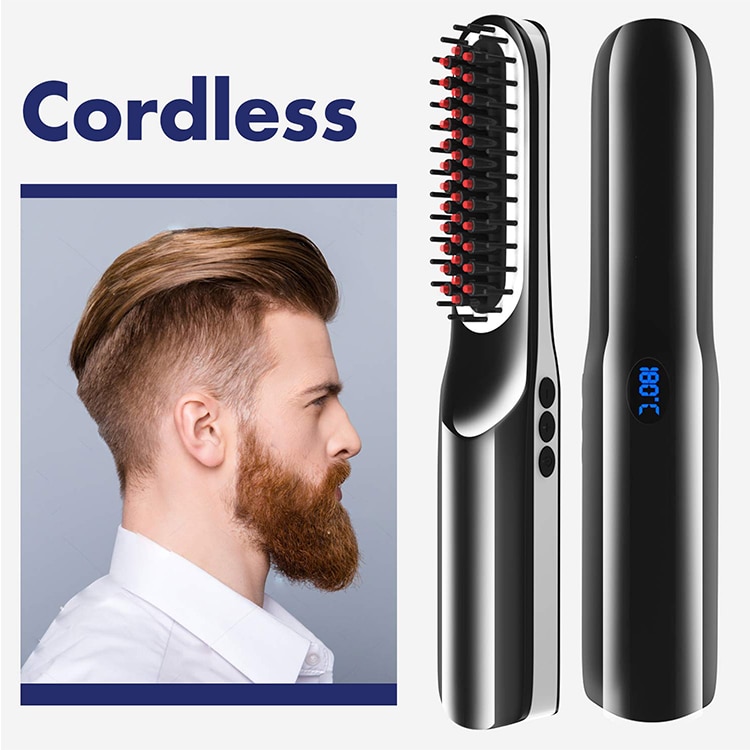Alt i en usb glattejernebørste, bærbar trådløs skægglattebørste, elektrisk hårkam til mænds kvinder