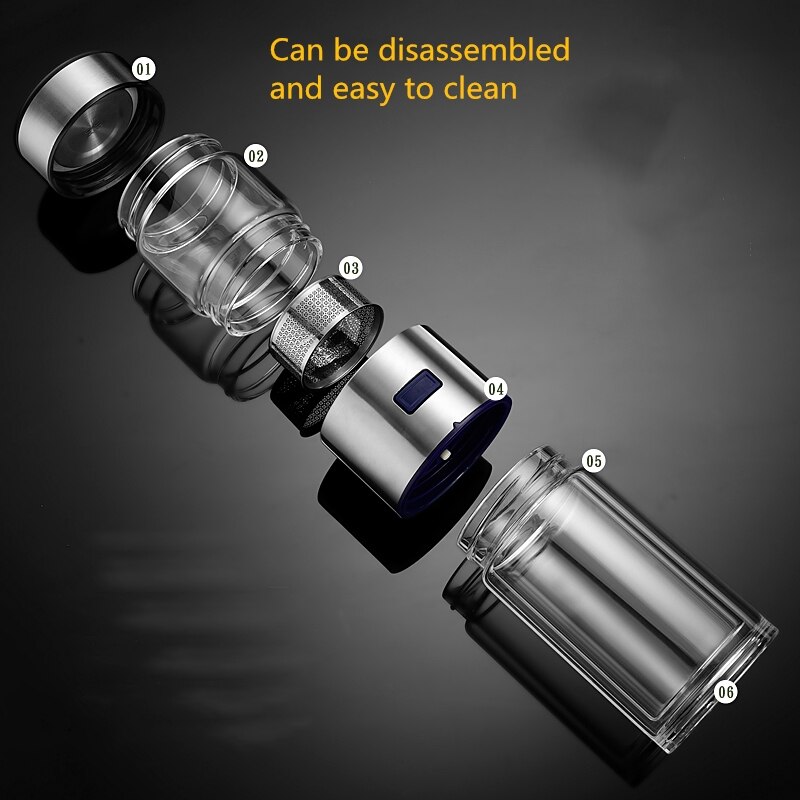 KAIXIFEI XXXml My Glass Water Bottle Leakproof For Water Tea Drinker With Rope and Stainless Steel Tea Infuser Portable Tumbler