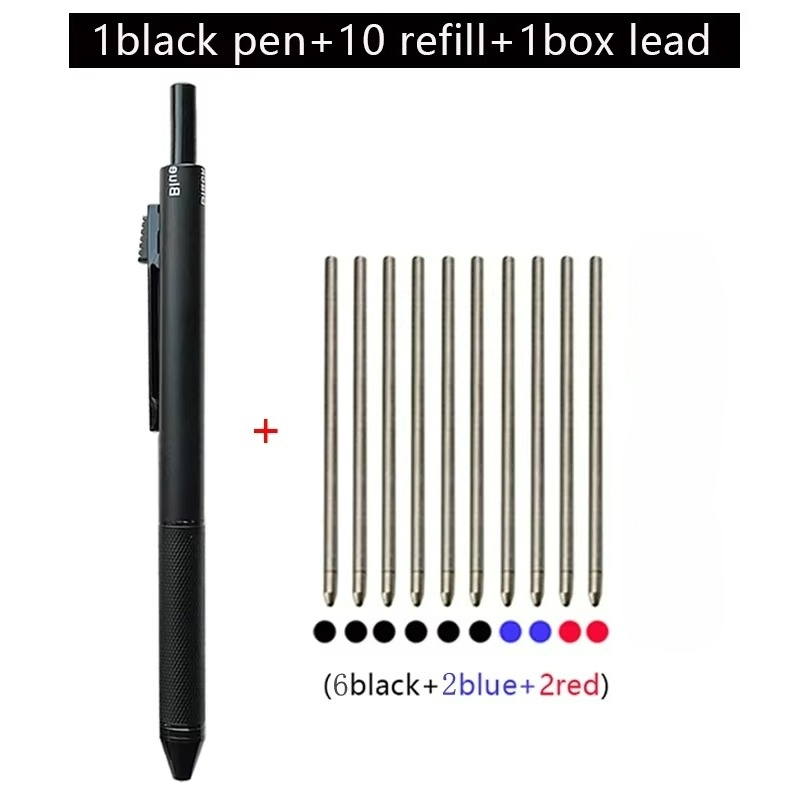 Bolígrafo multifuncional con Sensor de gravedad de Metal 4 en 1, bolígrafo Multicolor de negocios, lápiz automático, de papelería para oficina y escuela