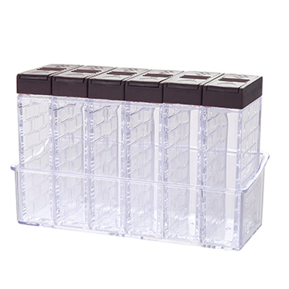 6pcs Transparent Two-Way Open Classification Sorting Box Condiment Dispenser Salt Seasoning Box Kitchen Tool: Chocolate