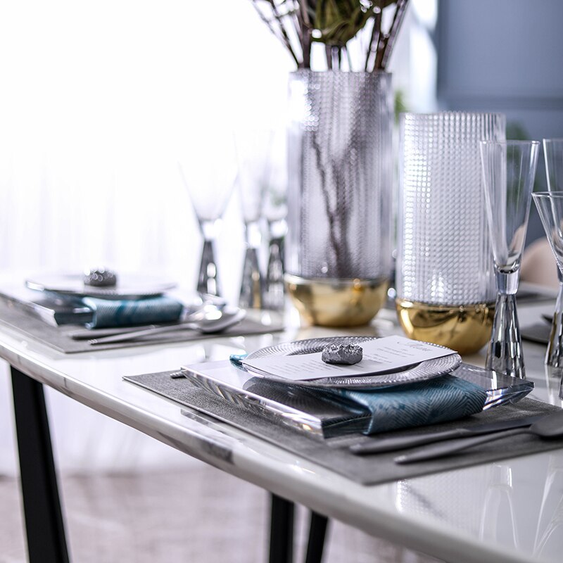 Sølv ananas gitter glass tallerken sett hotell restaurant kake tallerkener servise salat tallerken tallerken firkantet krystallbrett