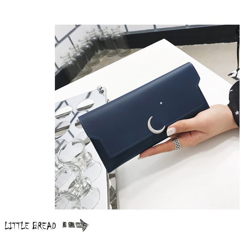 Thin Female Long Wallet Star Month Rivet Zipper Soft Wallet Purse Card Package