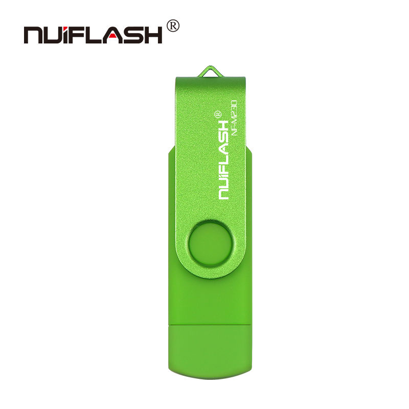 OTG USB Flash Drive cle usb 2,0 32G pen drive doble aplicación Micro USB 16G 32G 128G de dispositivos de almacenamiento de disco en clave: 16 GB / green