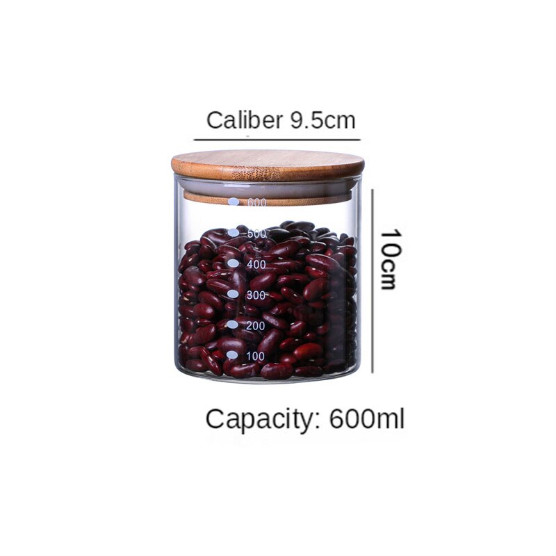 Verzegelde Roestvrijstalen Deksel Opslagtank 800Ml ~ 1200Ml Keuken Koffieboon Opslag Kan Glas Met Voedsel Container kruiden Tanks: B Style 600ML