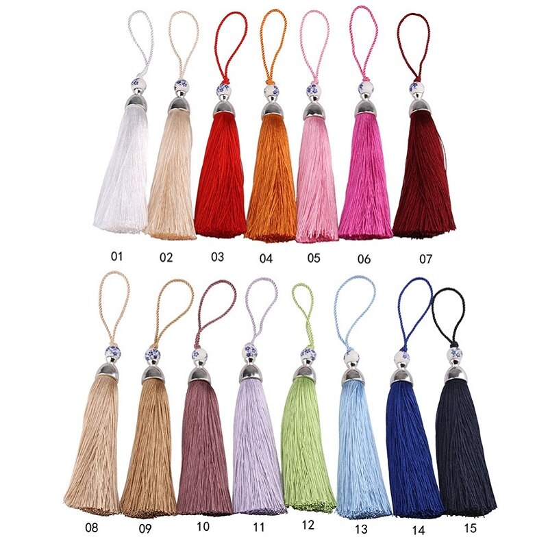 4 stks verfraaien gordijnkwasten, franje hanger hangende touw kwast franje kwast trim decoratie sleutel kwasten voor doe-het-zelf accessoires, wit, 4 stks (mix blauw 4 stks